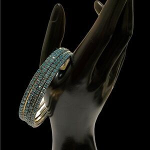 Set Of Five Gold Turquoise Bangles